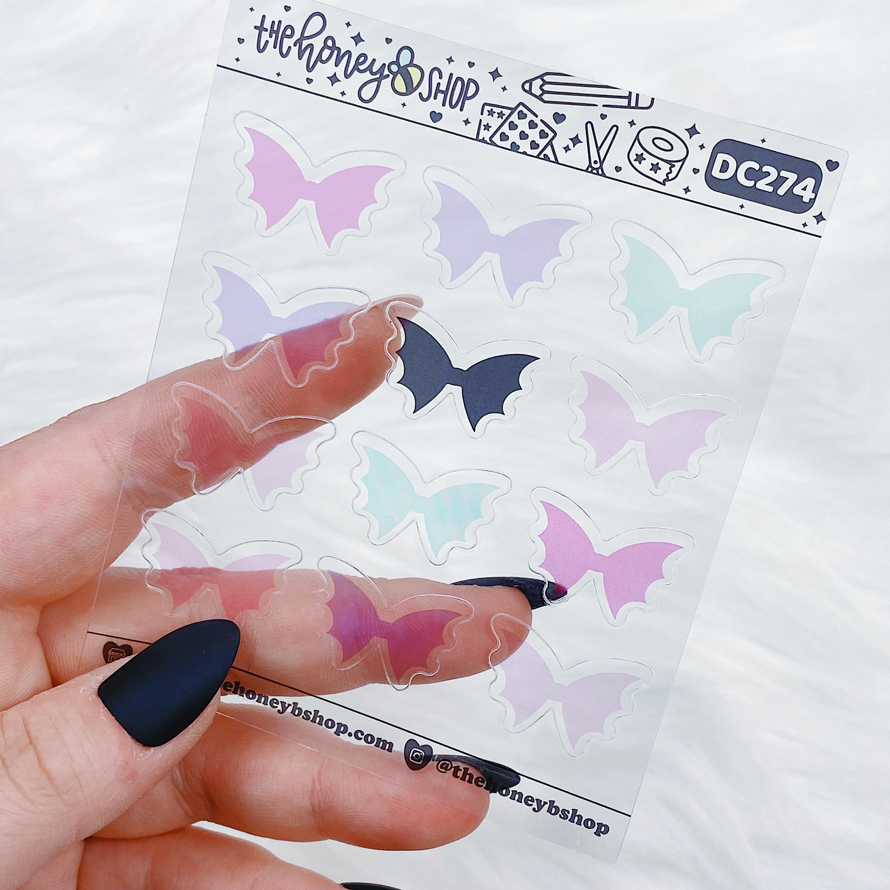 Clear Bat Bow Stickers