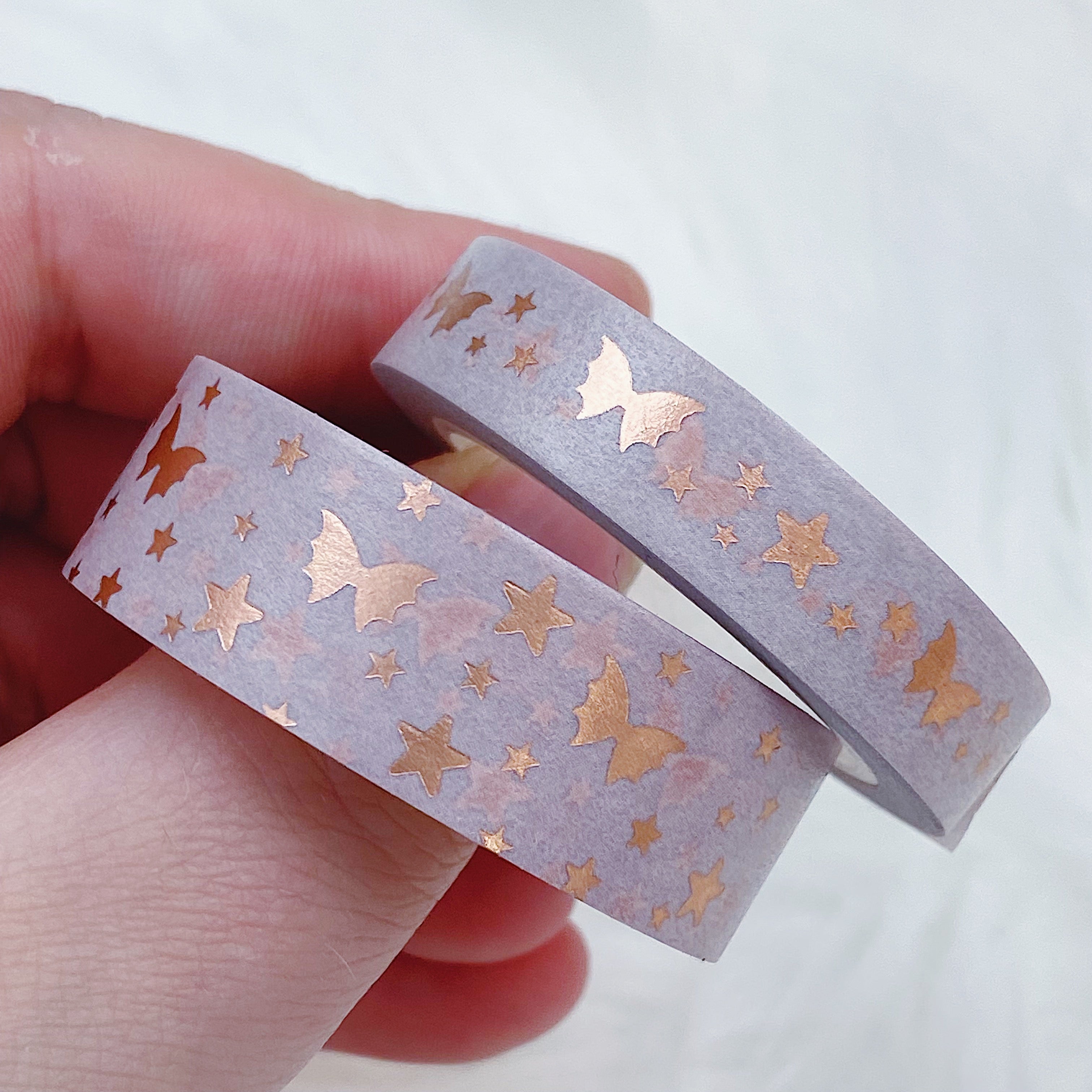 Send Me Nudes Taupe Bat Bow Magic Washi Tape Bundle | 15 + 10 MM | Rose Gold Foil