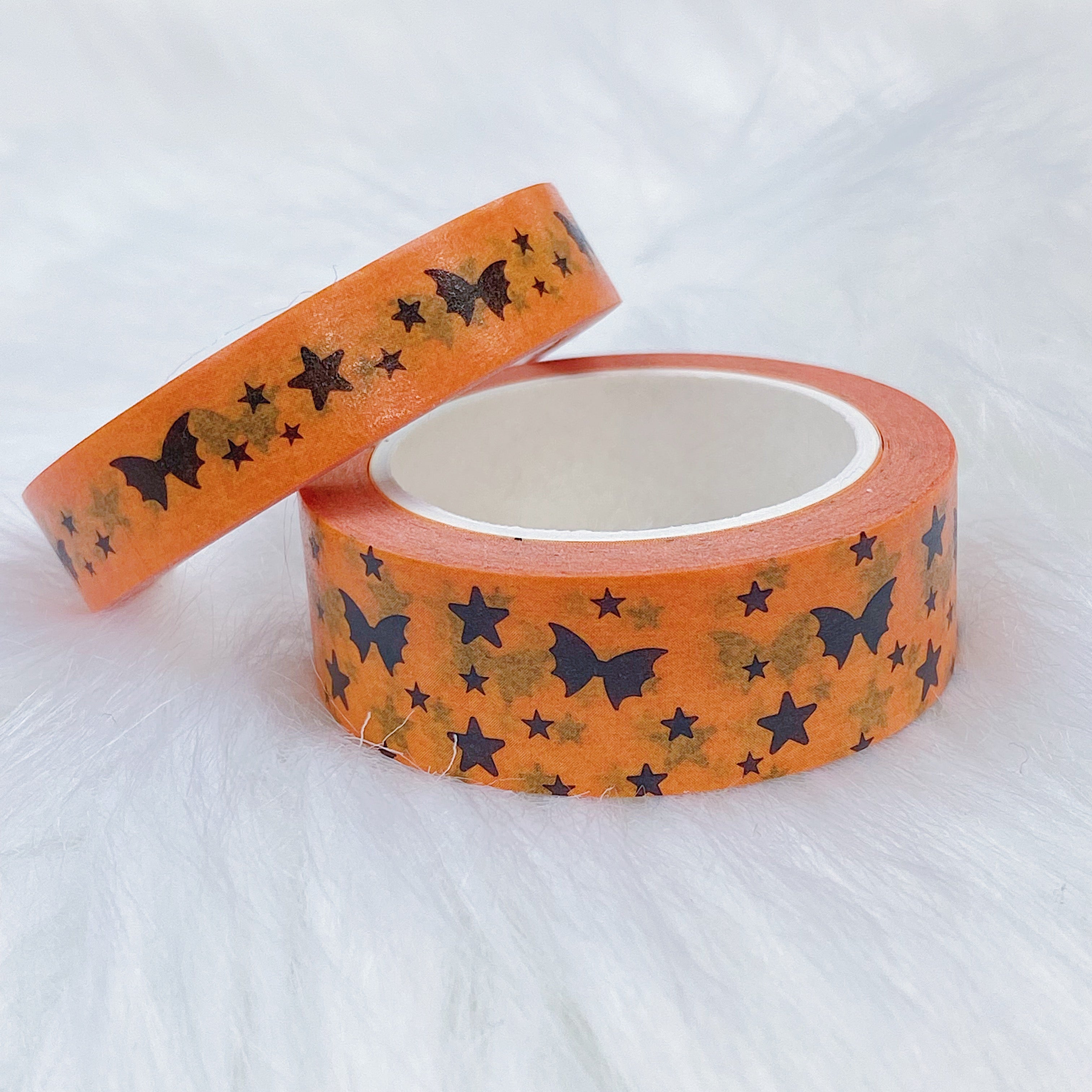 Halloween Black on Orange Bat Bow Magic Washi Tape Bundle | 15 + 10 MM |