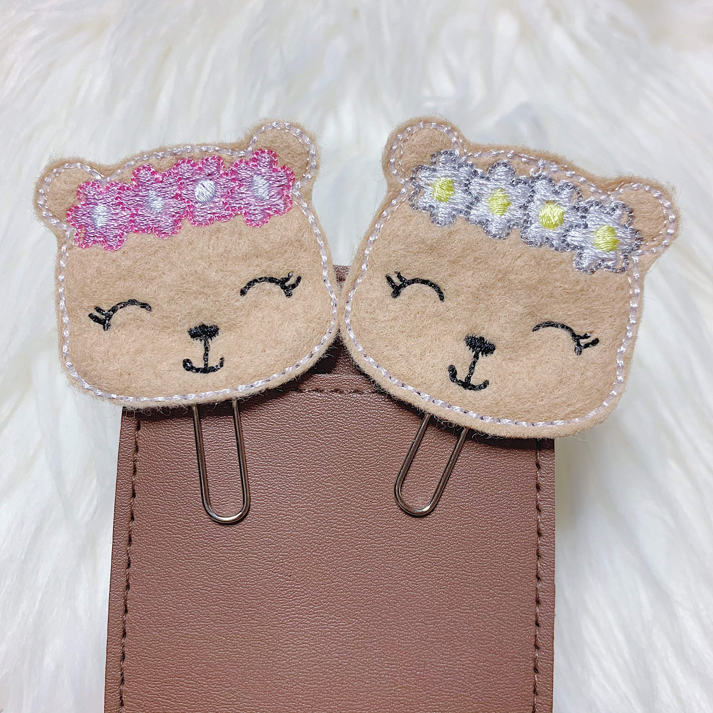 Bear with Flower Crown Feltie Planner Clip