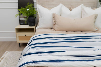 navy and white blanket