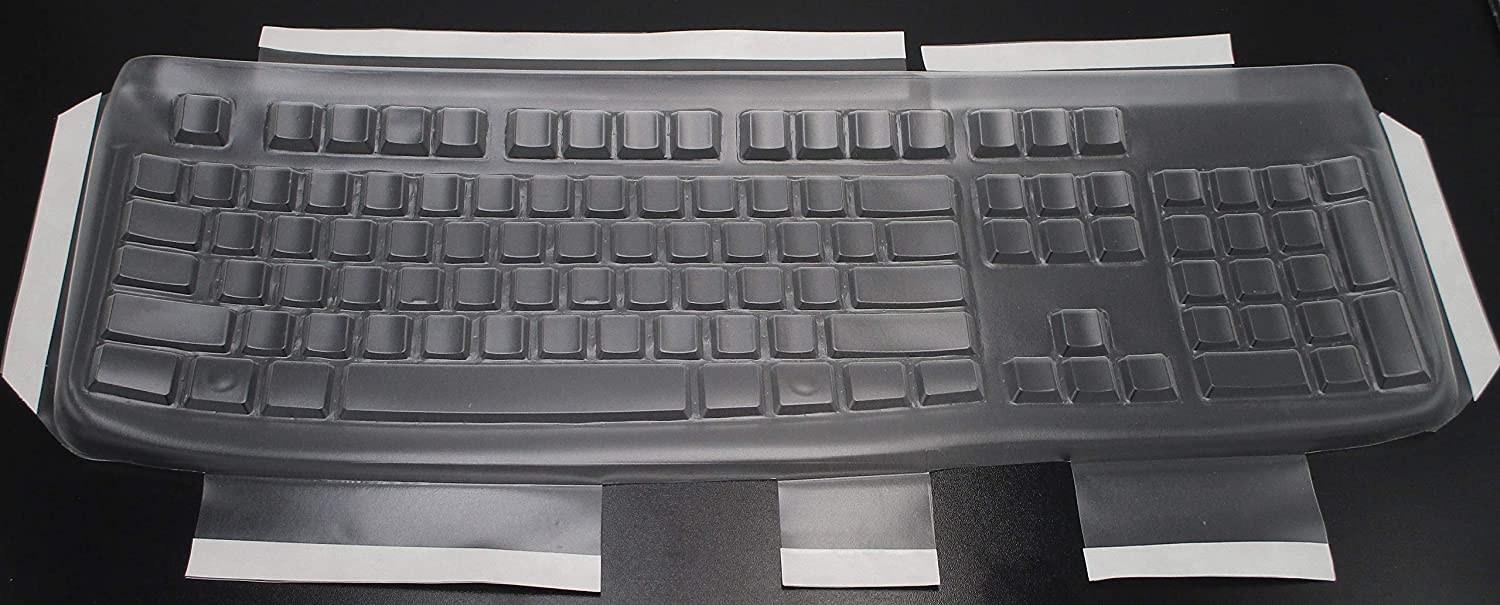 PROTECTCOVERS Keyboard Cover for Logitech K120 Keyboard. Protection While Typing with Adhesive Lining for mounting on Keyboard. US Layout Keyboard Skin