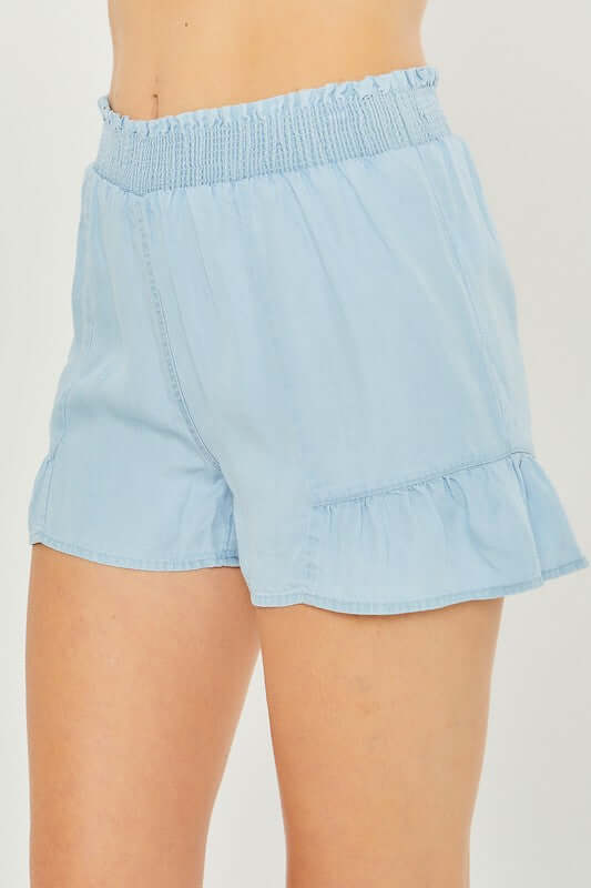 Blue Woven Raffle Relaxed  Shorts