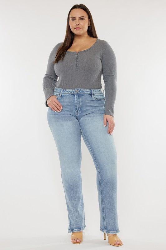 Plus Size Mid Rise Y2K Medium Wash Bootcut Jeans