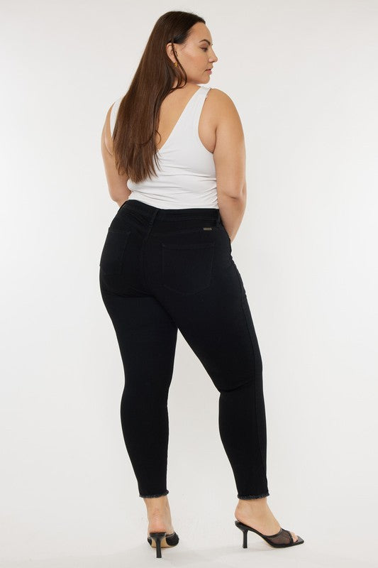 Plus Size Black High Rise Ankle Skinny Jeans