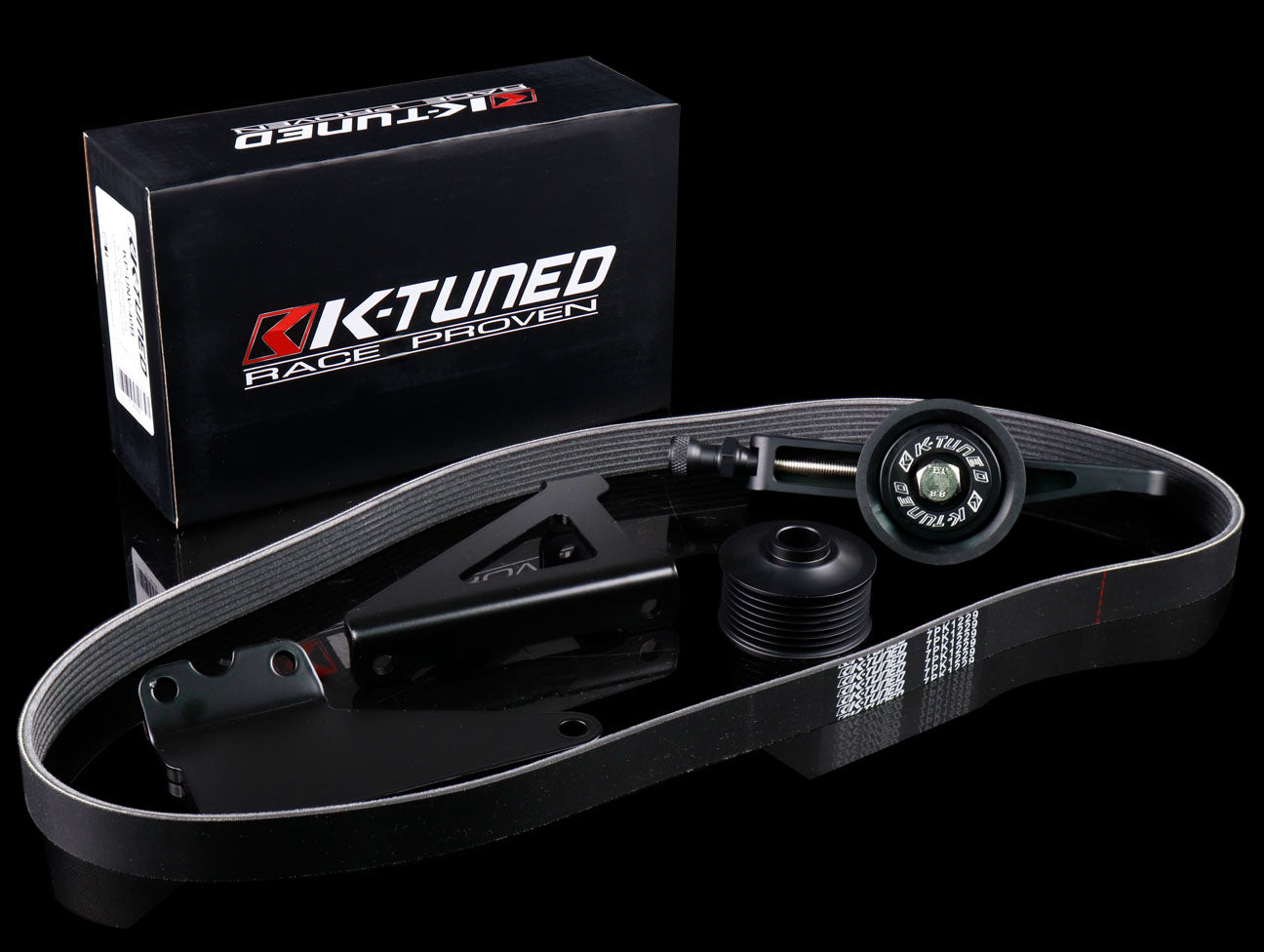  K-Tuned A/C & P/S Eliminator Black Pulley Kit - K-series 