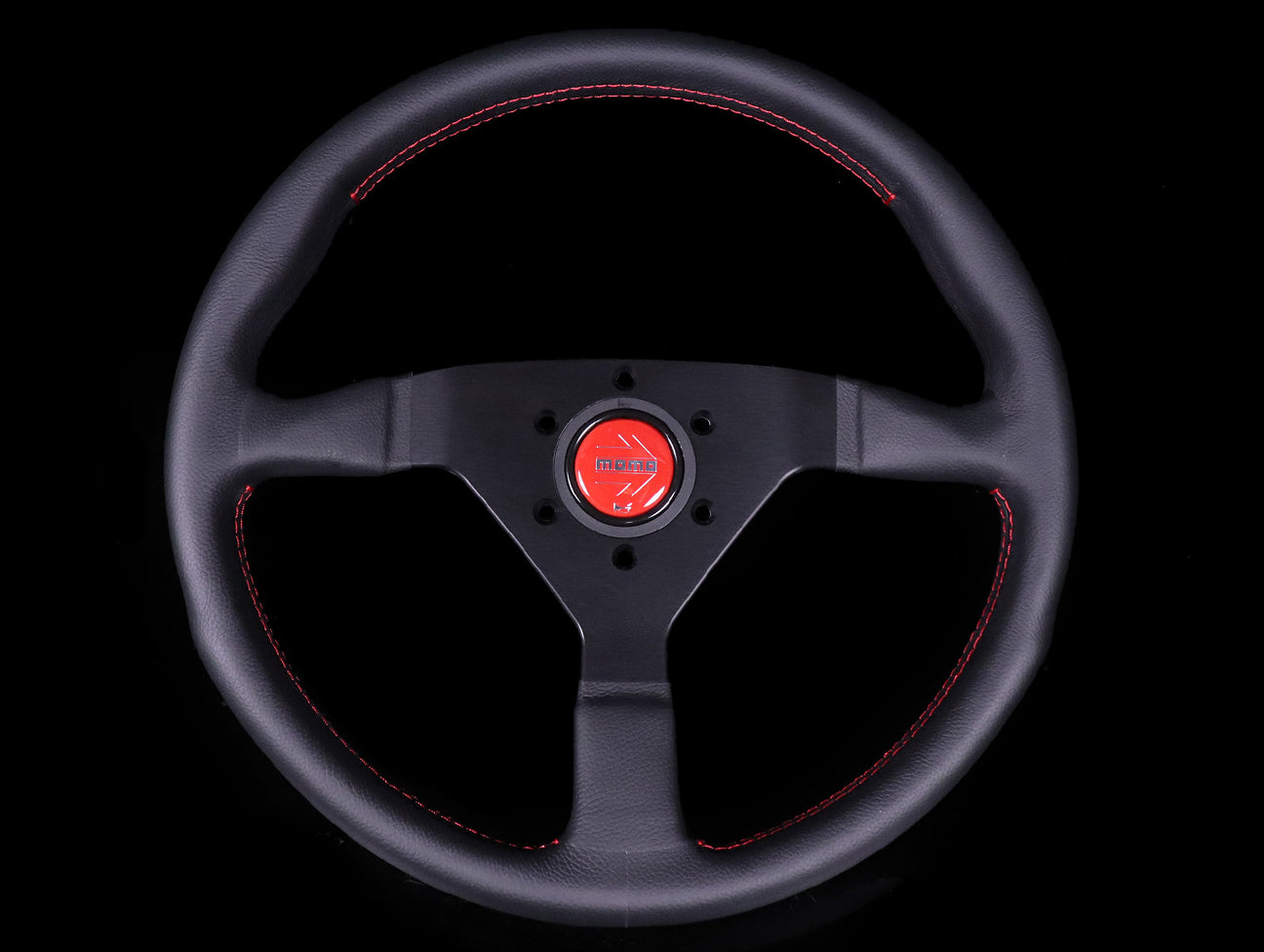  Momo Monte Carlo Steering Wheel - Leather w/ Red Stitch 