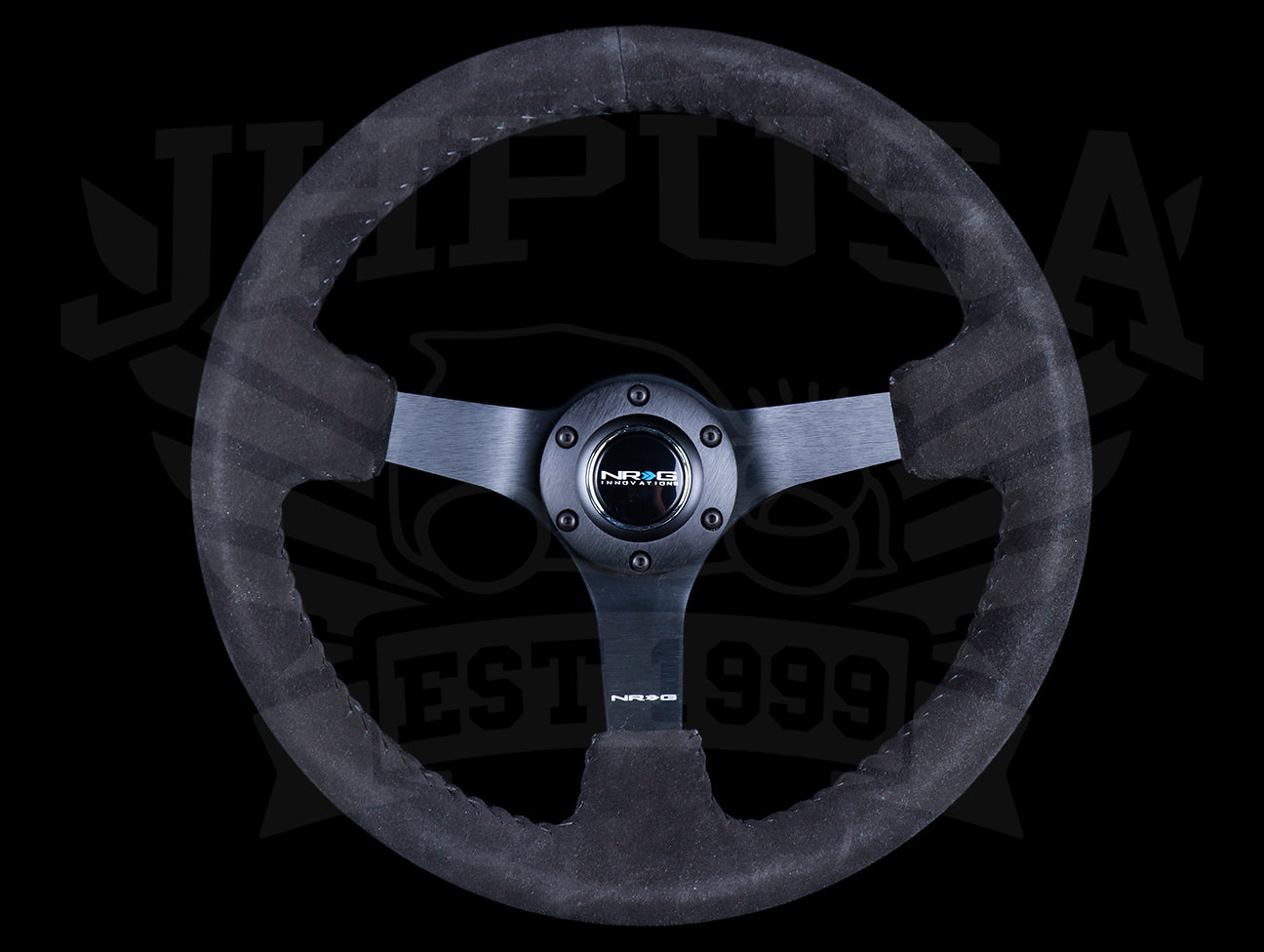  NRG Sport Steering Wheel - 350mm Suede w/ Solid Spoke & Black Stitch 