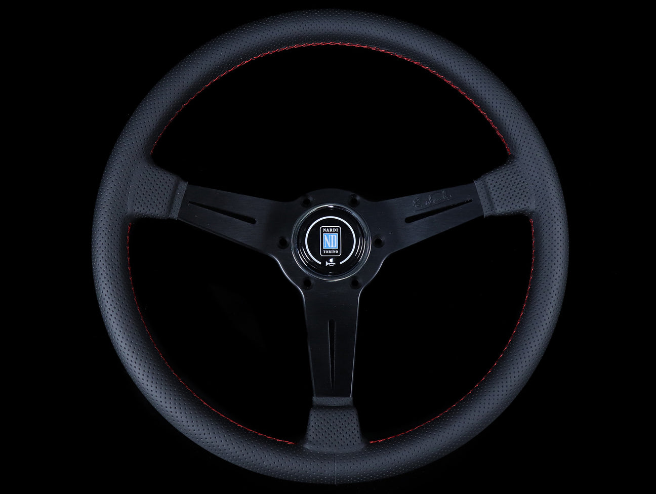  Nardi Classic 330mm Steering Wheel - Black Perforated Leather / Red Stitch 