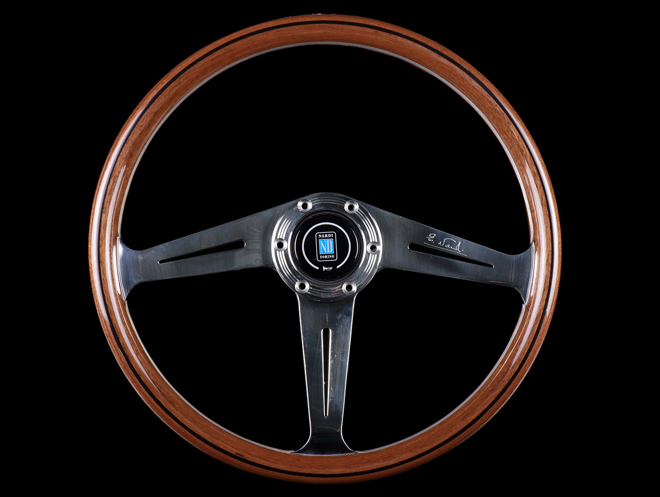  Nardi Classic ND 367 360mm Wood Steering Wheel w/Polished Spokes 