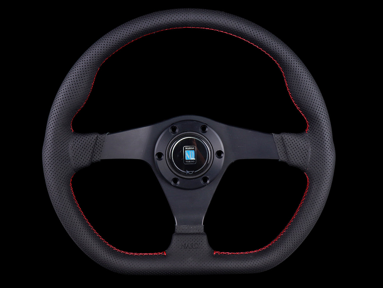  Nardi Gara Sport 350mm Steering Wheel - Perforated Leather / Red Stitch 