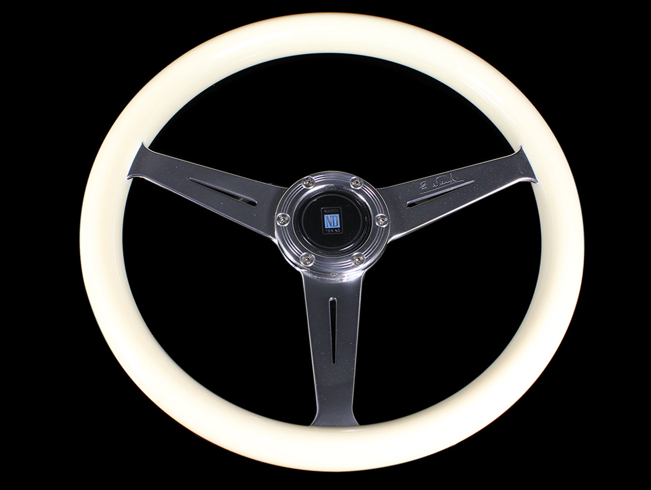  Nardi Marine White Ivory 360mm Steering Wheel w/ Polished Spokes 