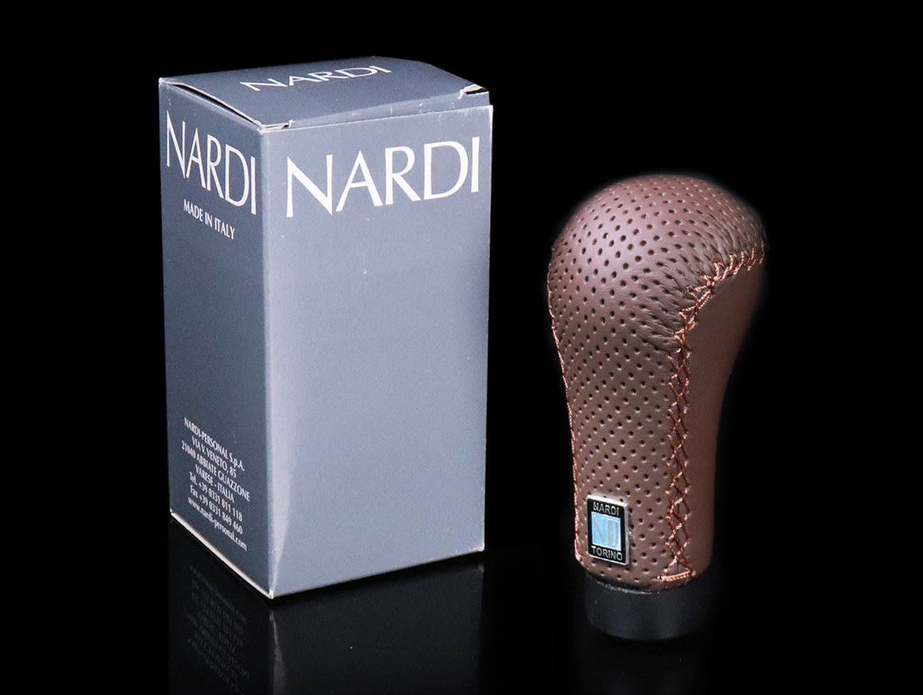  Nardi Prestige Brown Perforated Leather Shift Knob 