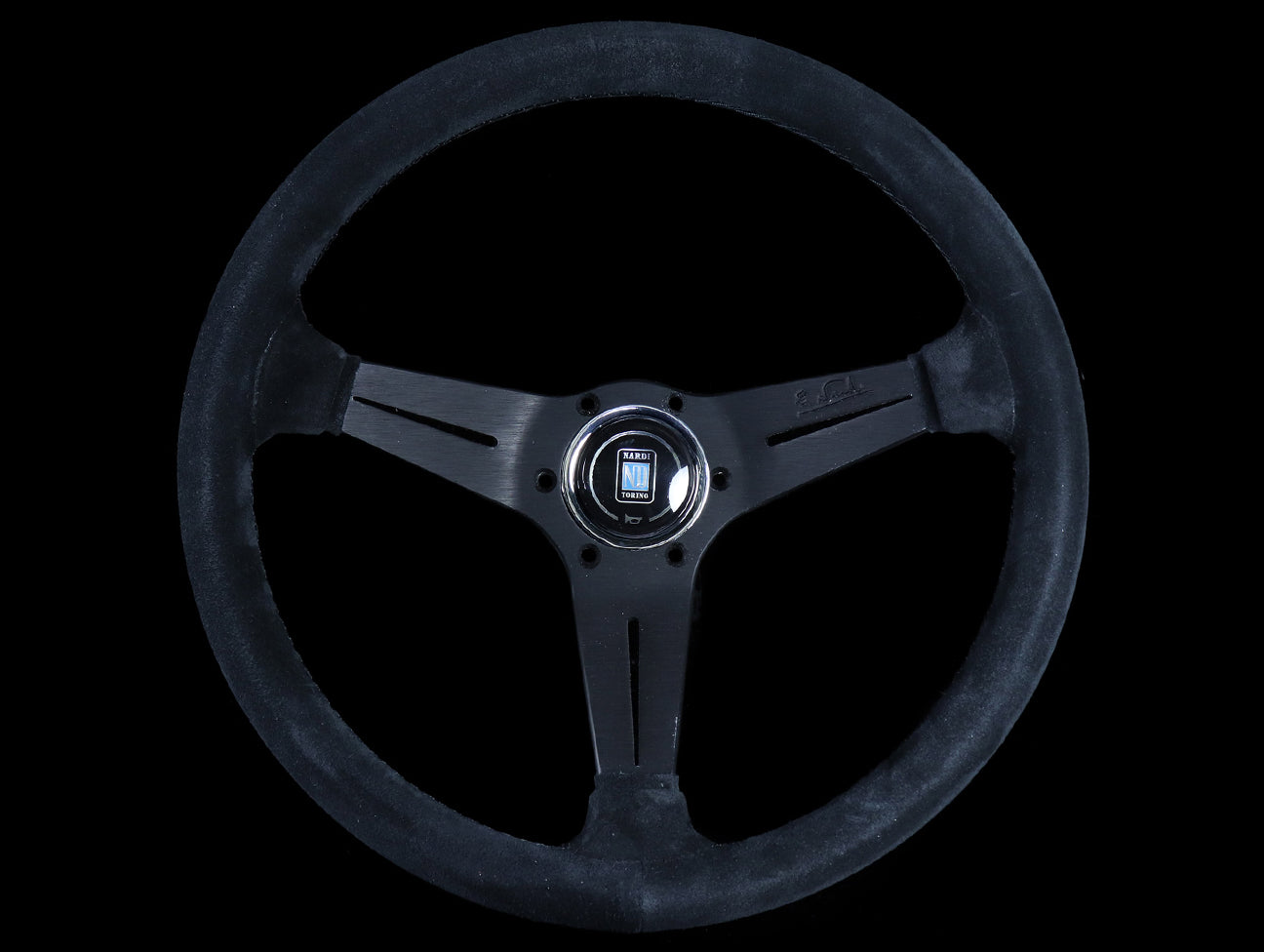  Nardi Sport Rally Deep Corn Black Edition Steering Wheel - 350mm Black Suede / Black Stitch 