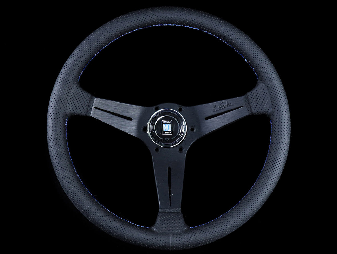  Nardi Sport Rally Deep Corn Steering Wheel - 350mm Perforated Leather / Blue Stitch 