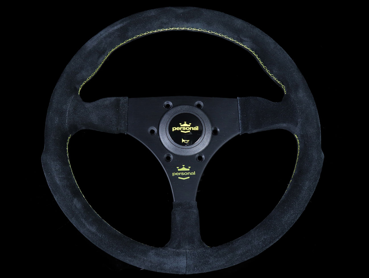  Personal Fitti F1 320mm Steering Wheel - Black Suede / Yellow Stitch 