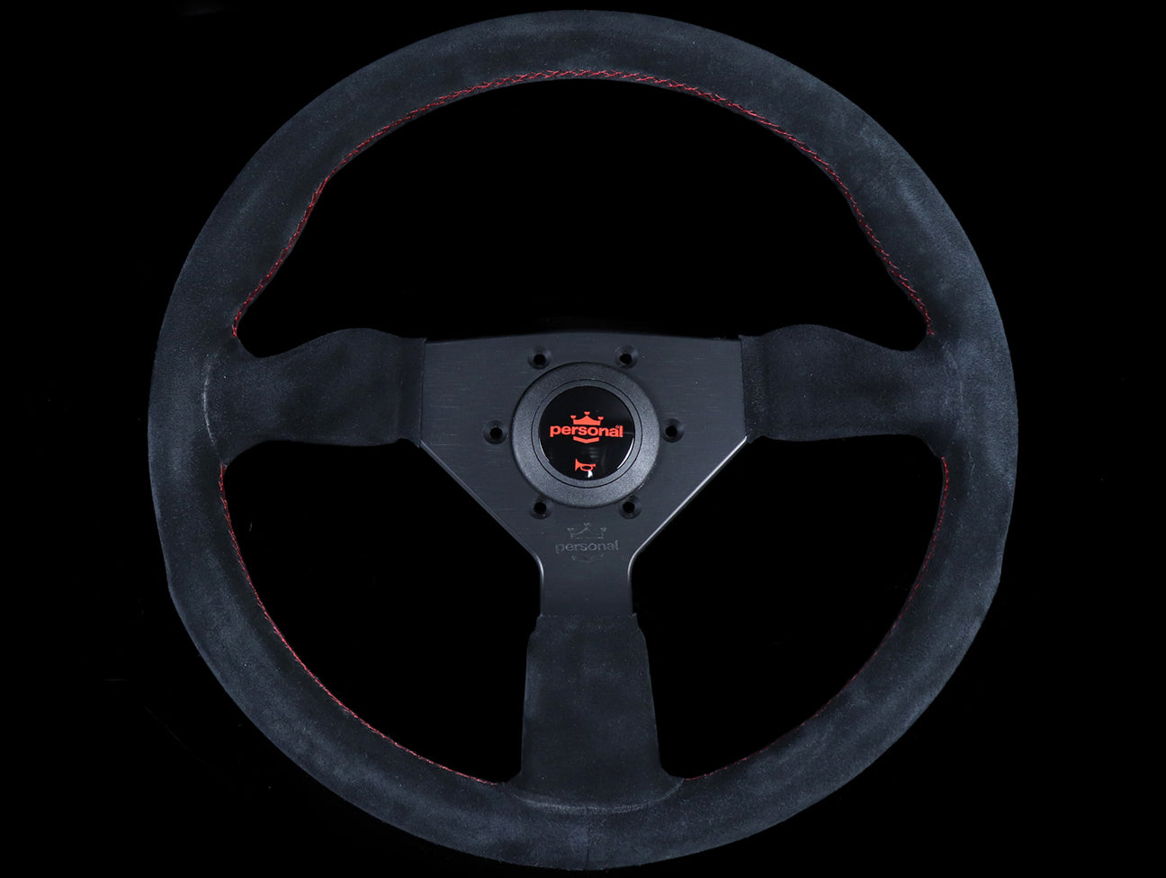  Personal Grinta 330mm Steering Wheel - Black Suede / Red Stitch 