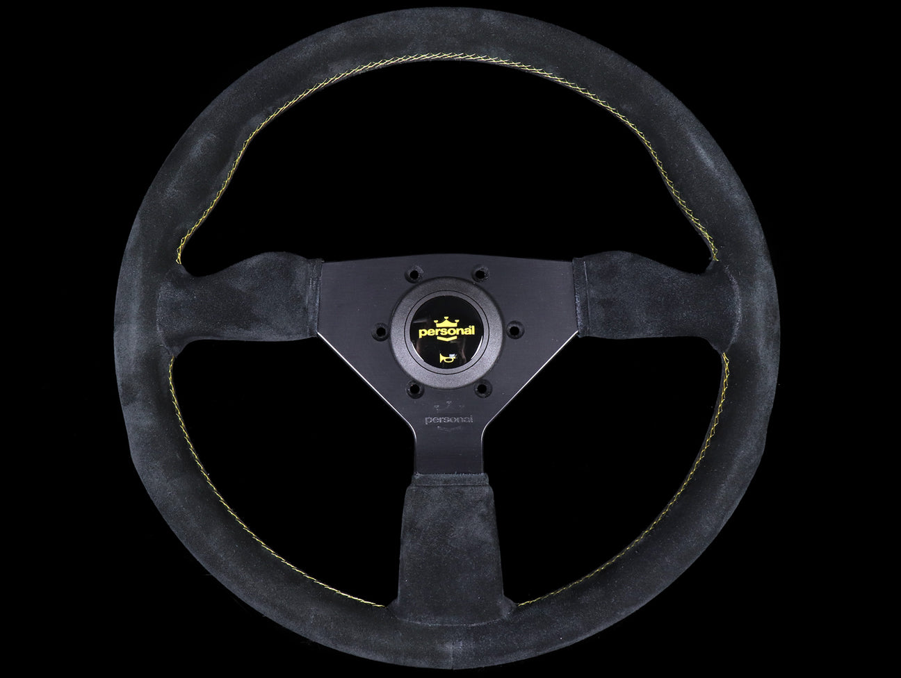  Personal Grinta 330mm Steering Wheel - Black Suede / Yellow Stitch 