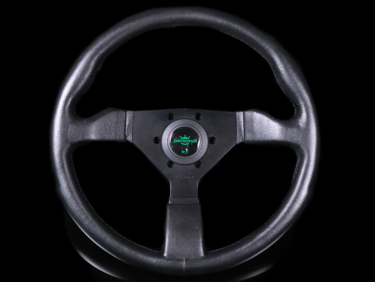  Personal Grinta 350mm Steering Wheel - Black Polyurethane / Green Horn Button 