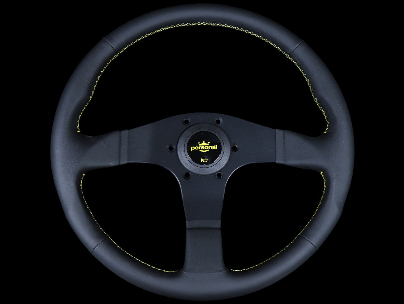  Personal Neo Actis 330mm Steering Wheel - Black Leather / Yellow Stitch 