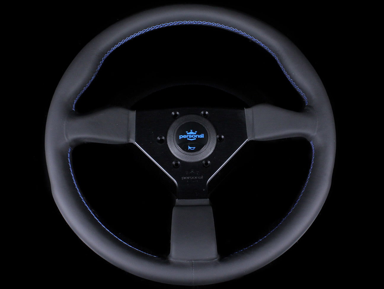  Personal Neo Grinta 330mm Steering Wheel - Black Leather / Blue Stitch 