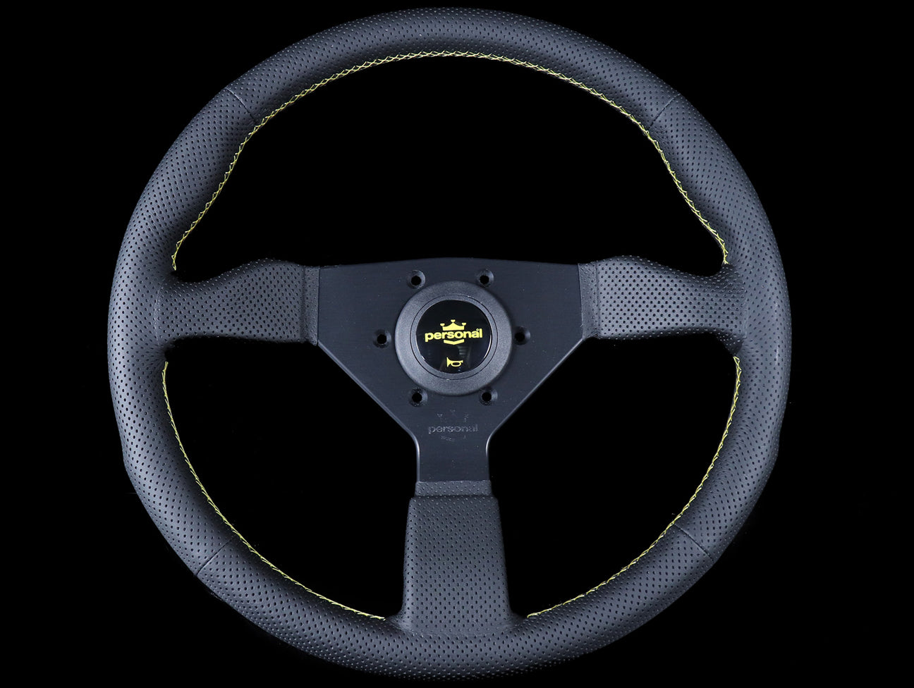  Personal Neo Grinta 350mm Steering Wheel - Black Perforated Leather / Yellow Stitch 