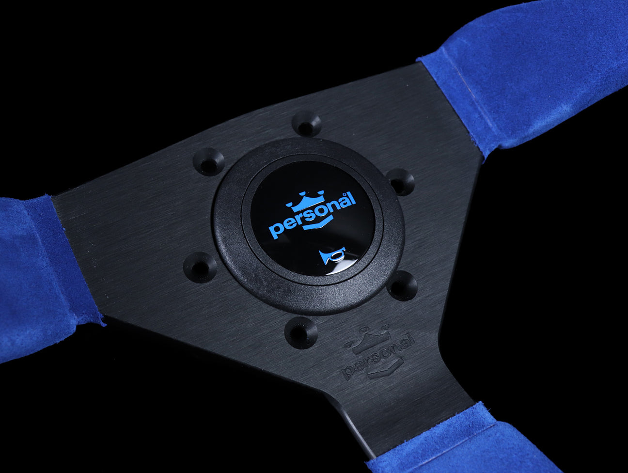 Personal Neo Grinta 350mm Steering Wheel - Blue Suede / Black Spokes / Black Stitch