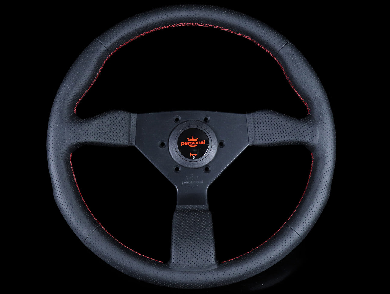  Personal Neo Grinta Steering Wheel - Black Perforated Leather / Red Stitch 