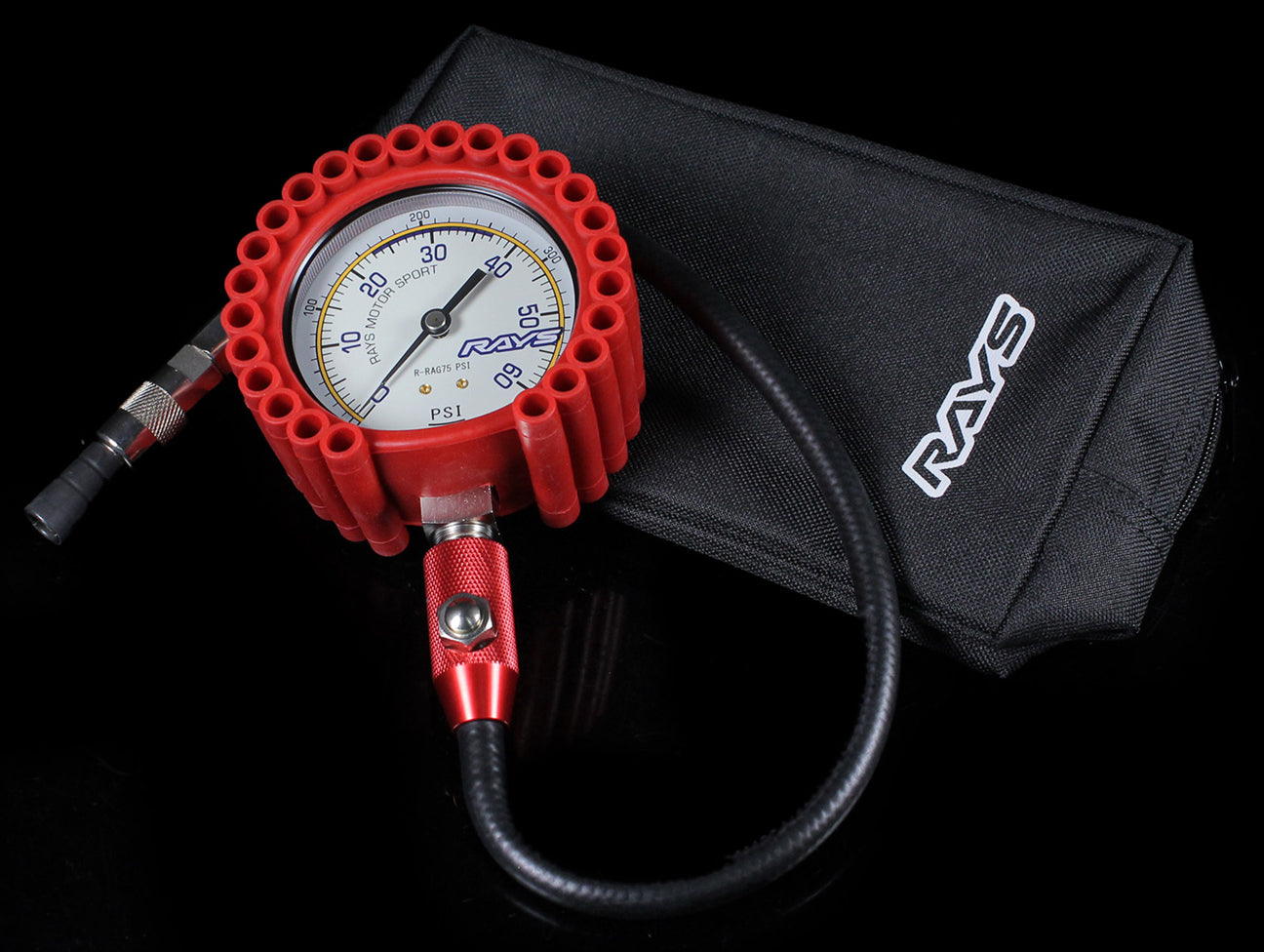  Rays Tire Pressure Air Gauge (75psi) w/ Carrying Case 