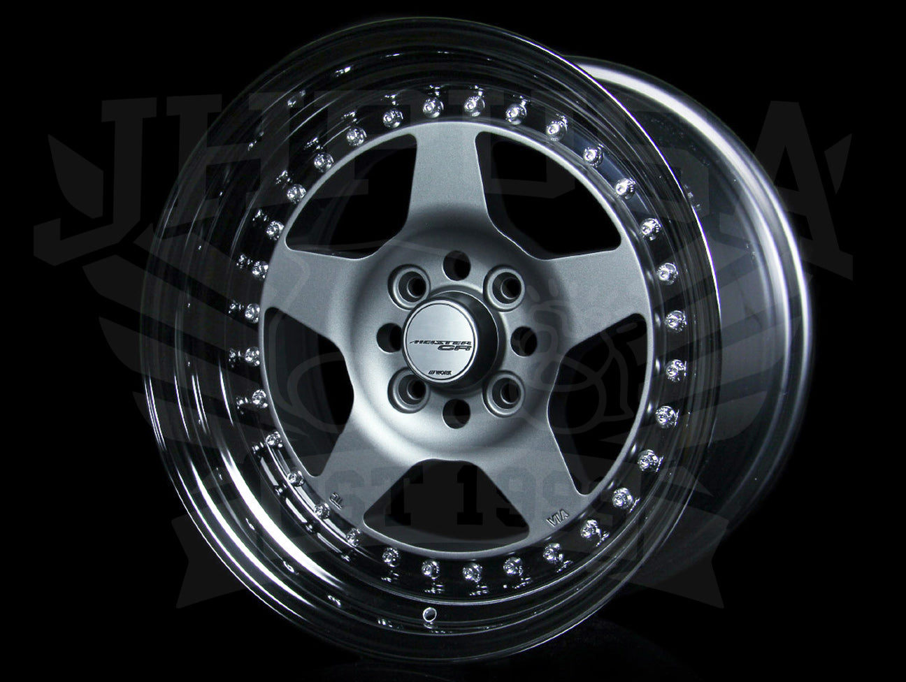  Work Meister CR 01 3-Piece Wheel - Gunmetal w/Black Lip 15x8 / 4x100 