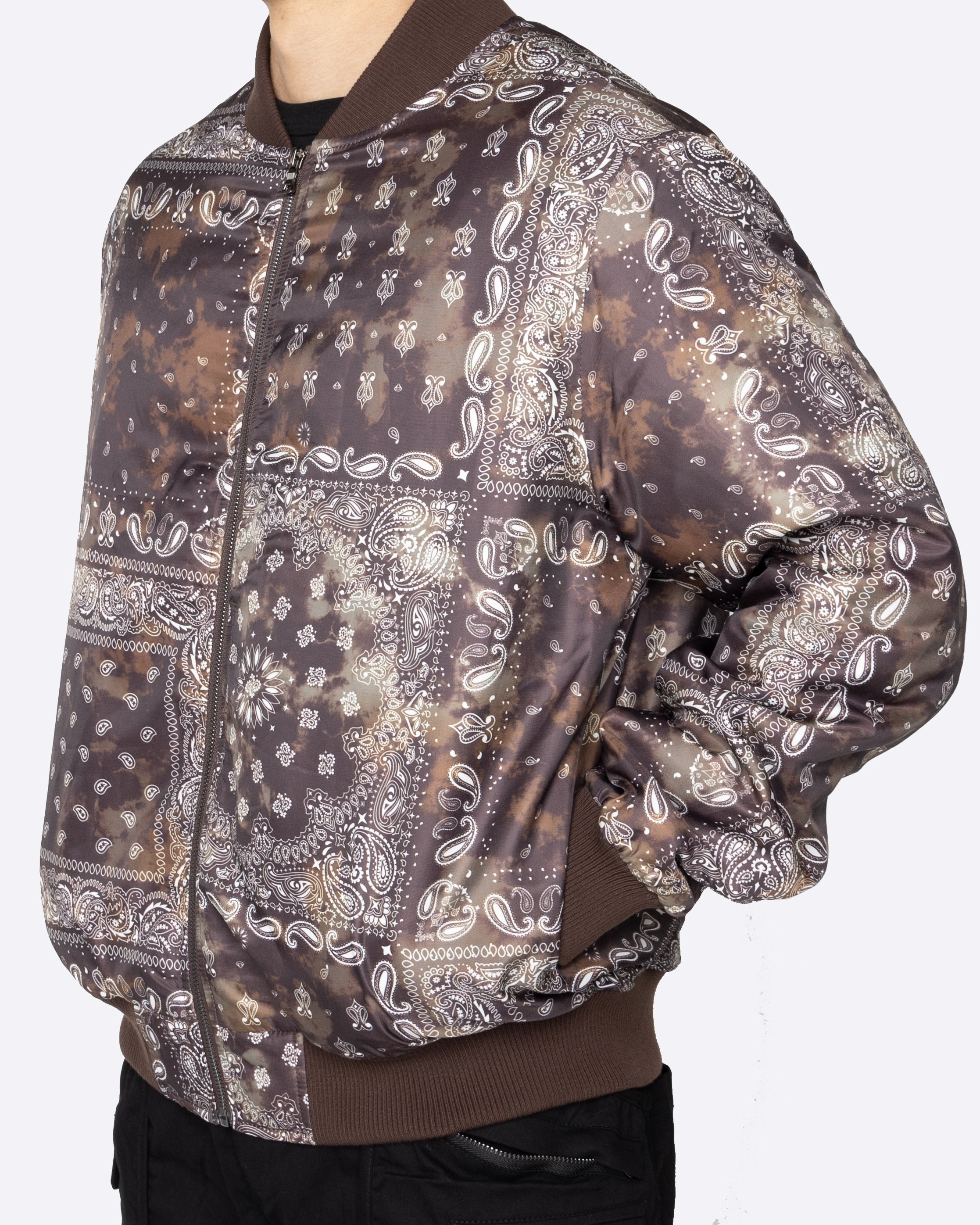 EPTM TIE DYE BANDANA BOMBER JACKET-BROWN