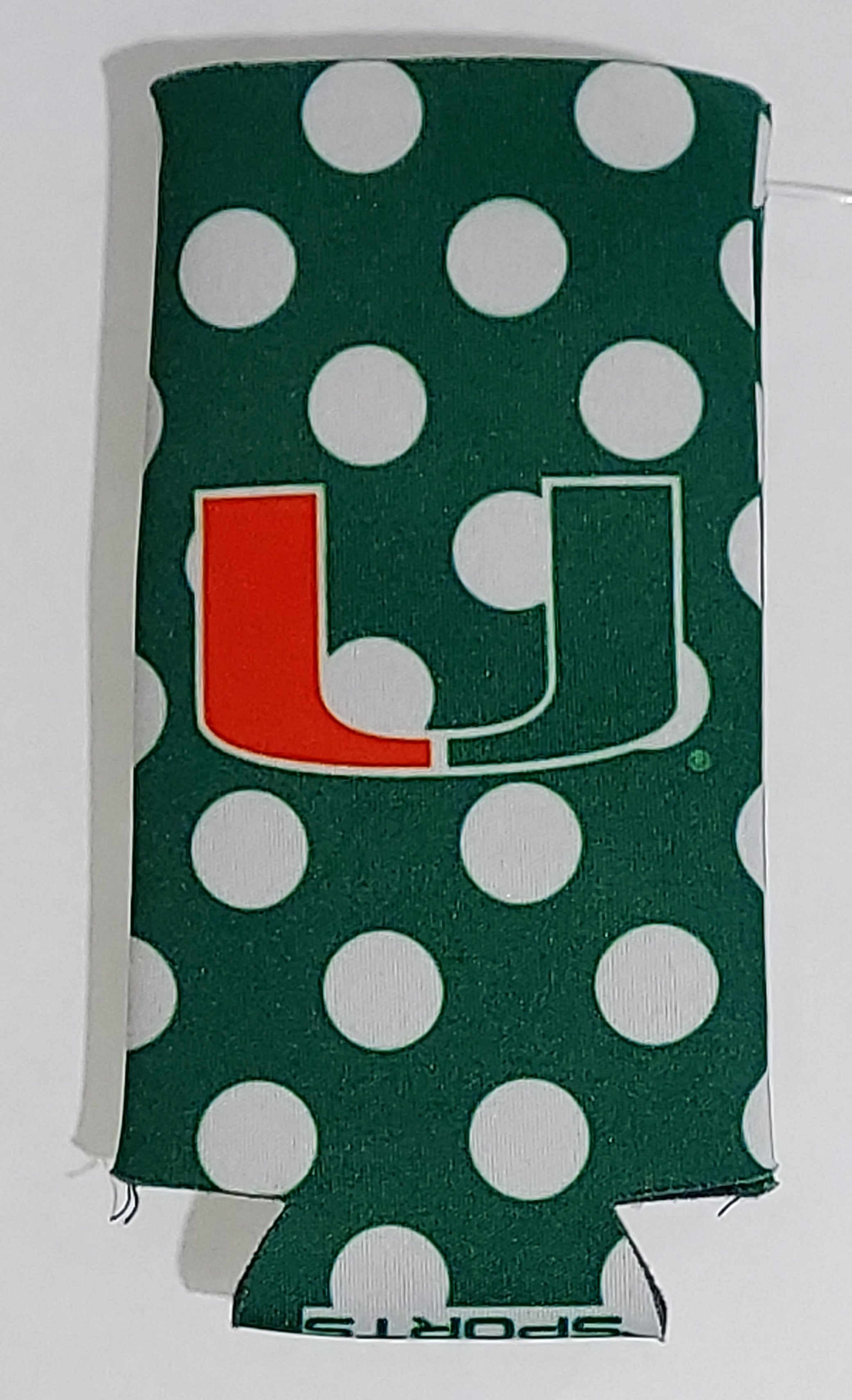 Miami Hurricanes Slim Can Koozie - Green Dots