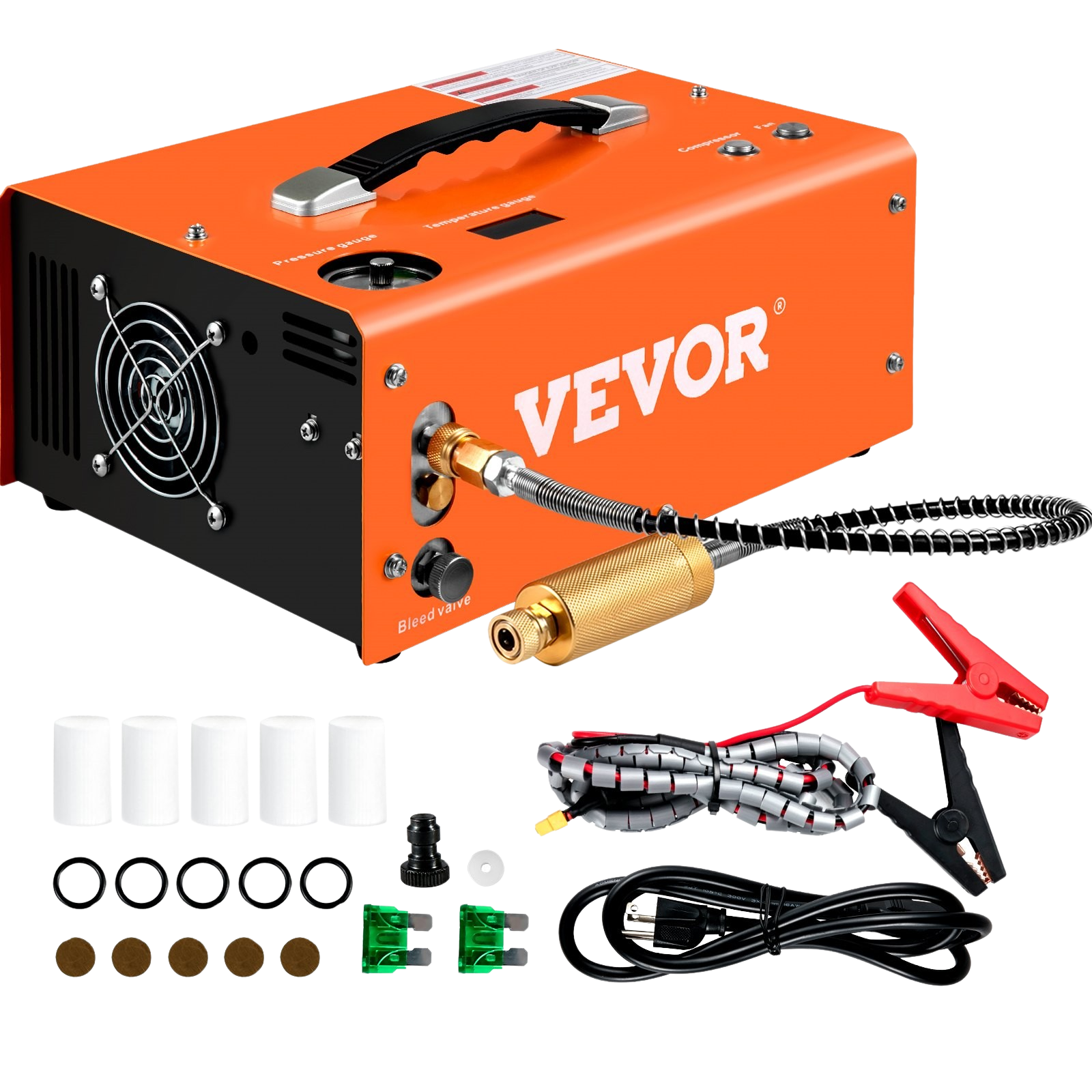 Vevor PCP Air Compressor 4500 PSI 0.4 Gal Portable 110V/220V With Auto Stop Built In Adapter And Fan VV-GYDQBJS New