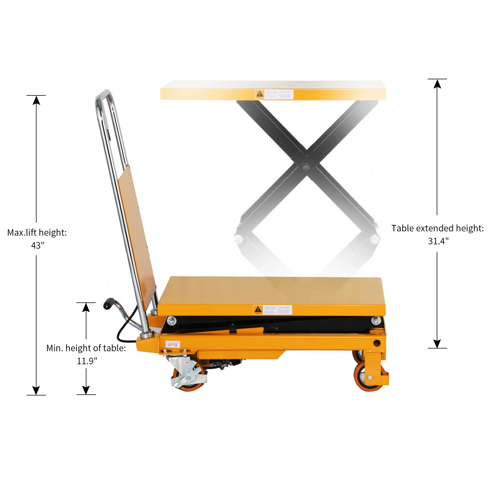 Apollolift A-2003 Double Scissor Lift Table 330 lbs. 43.3