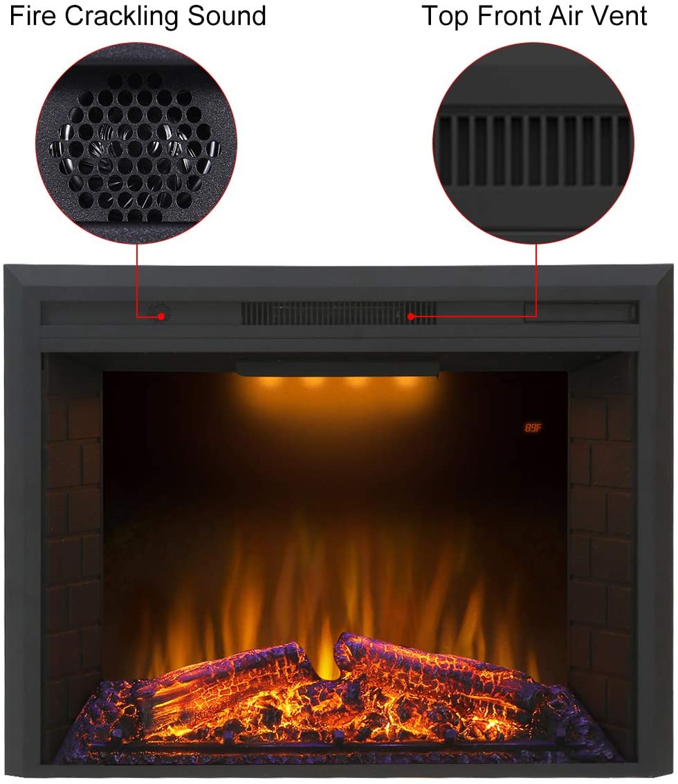 Valuxhome EF36T 40 in. 750/1500W Electric Fireplace Insert with Remote Overheating Protection and Fire Crackling Sound Black New