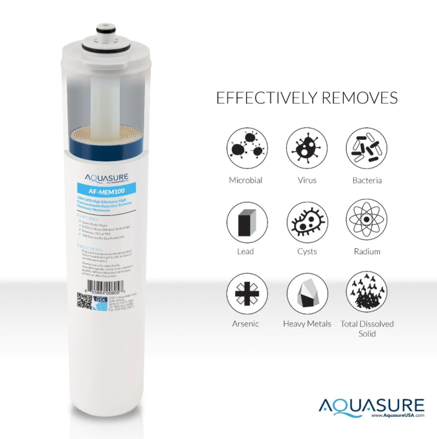 Aquasure AF-CP100 Premier Series Complete 4 Stages Quick Twist Filter Bundle with 100 GPD Reverse Osmosis Water System Membrane New