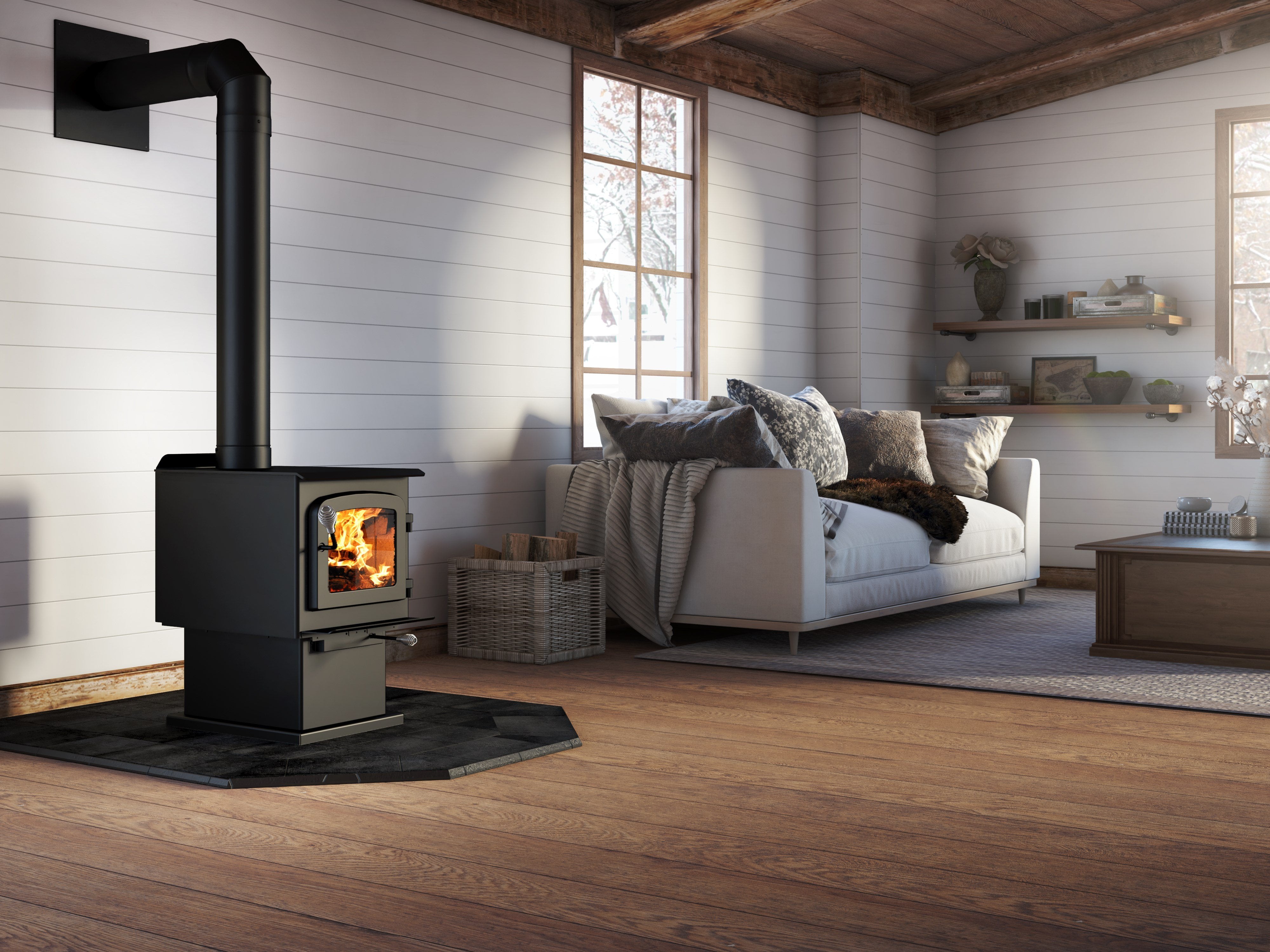 Drolet Escape 1200 1,200 Sq. Ft. Wood Stove On Pedestal New