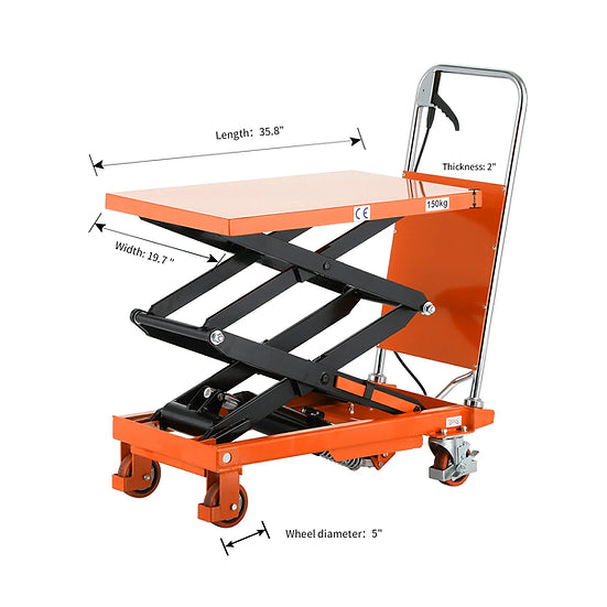 Tory Carrier LTD770 Double Scissor Lift Table Cart Platform 770 lbs Capacity 51