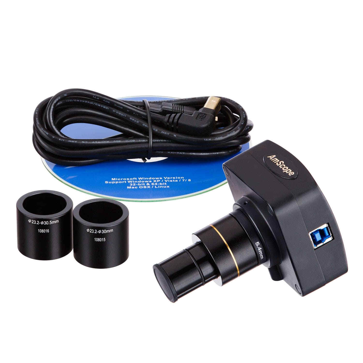 Amscope SM-2TZZ-LED-5M3 LED Trinocular Zoom Stereo Microscope 3.5X - 180X and 5MP USB3 Camera New