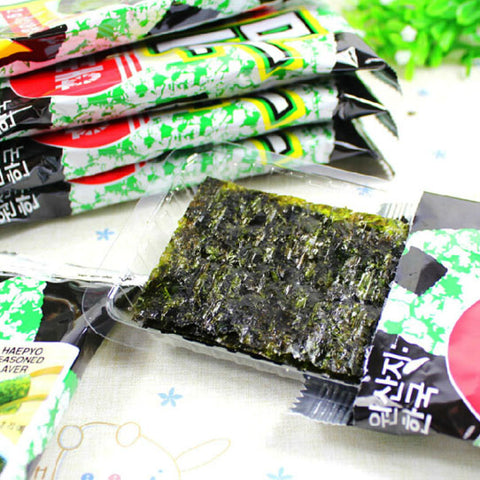 拆开袋子的海牌海苔片