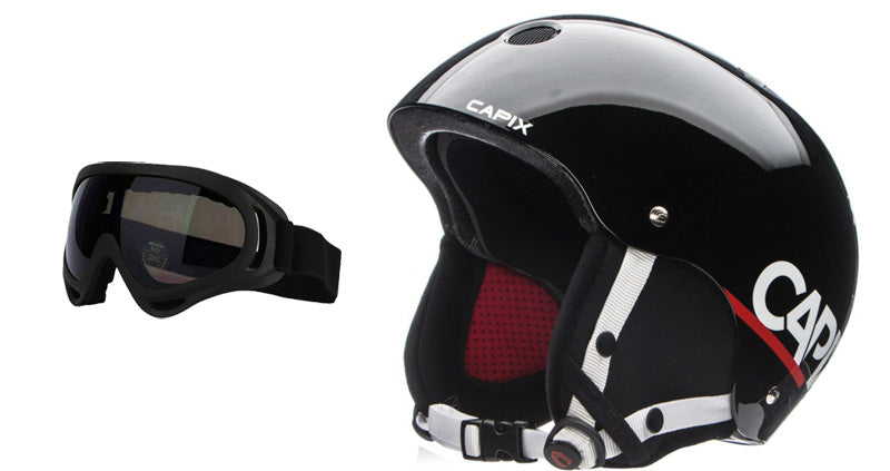 Capix Team Helmet & Goggles Recon Combo Black-Red Snowboard Ski Package XL