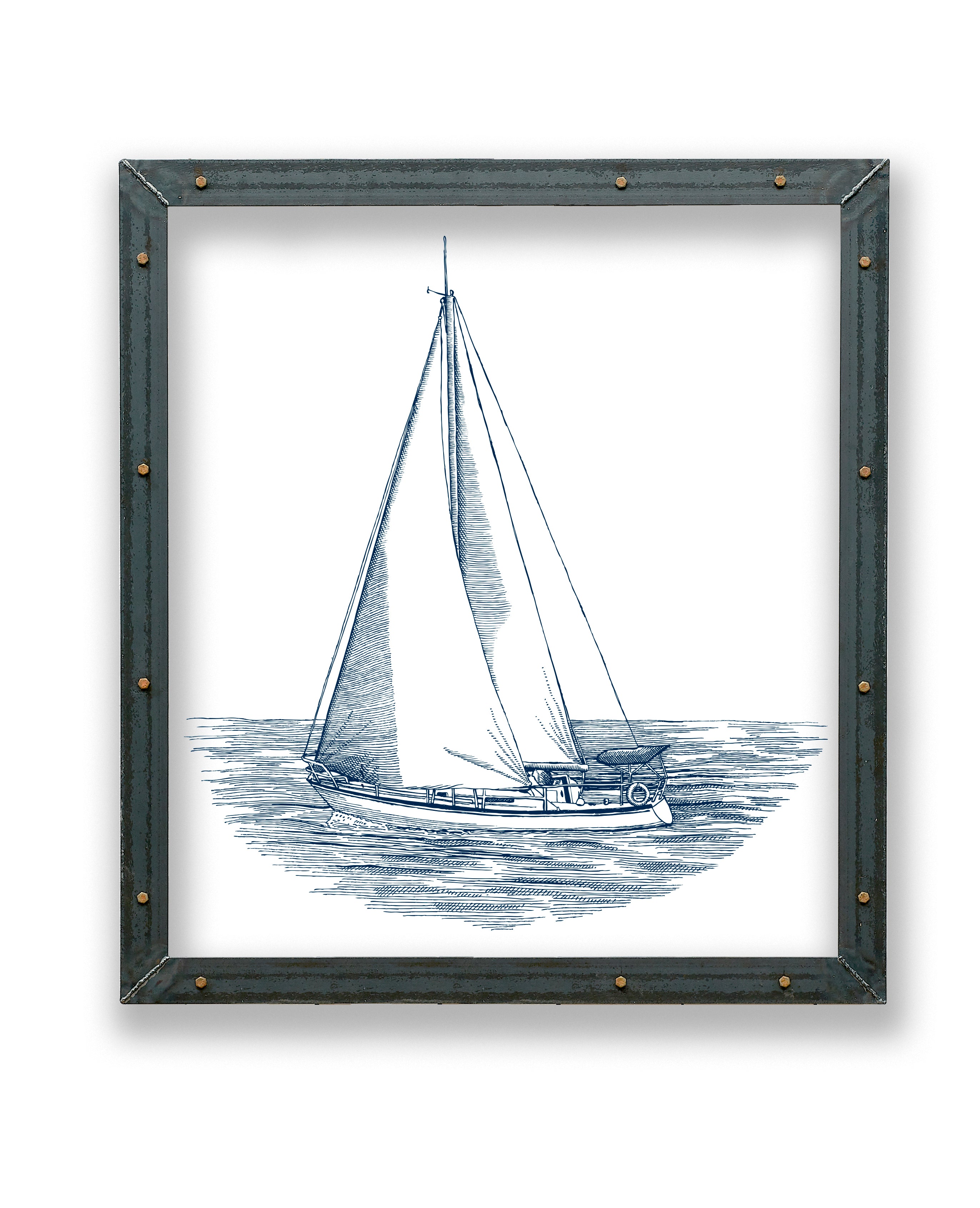 Sailing Sloop Print in Metal Frame