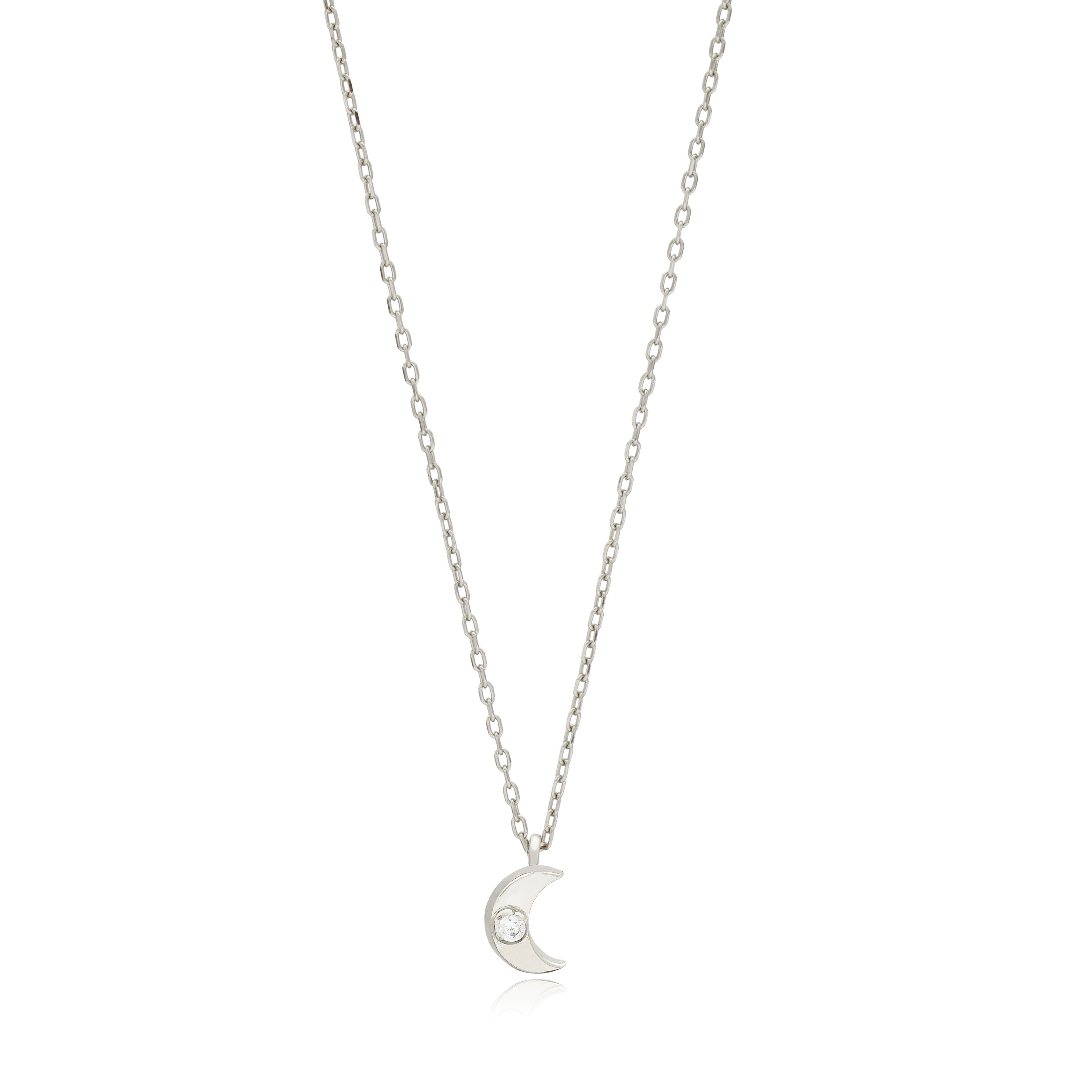  Ava Minimalist Sterling Silver Crescent Moon Necklace - Silver 