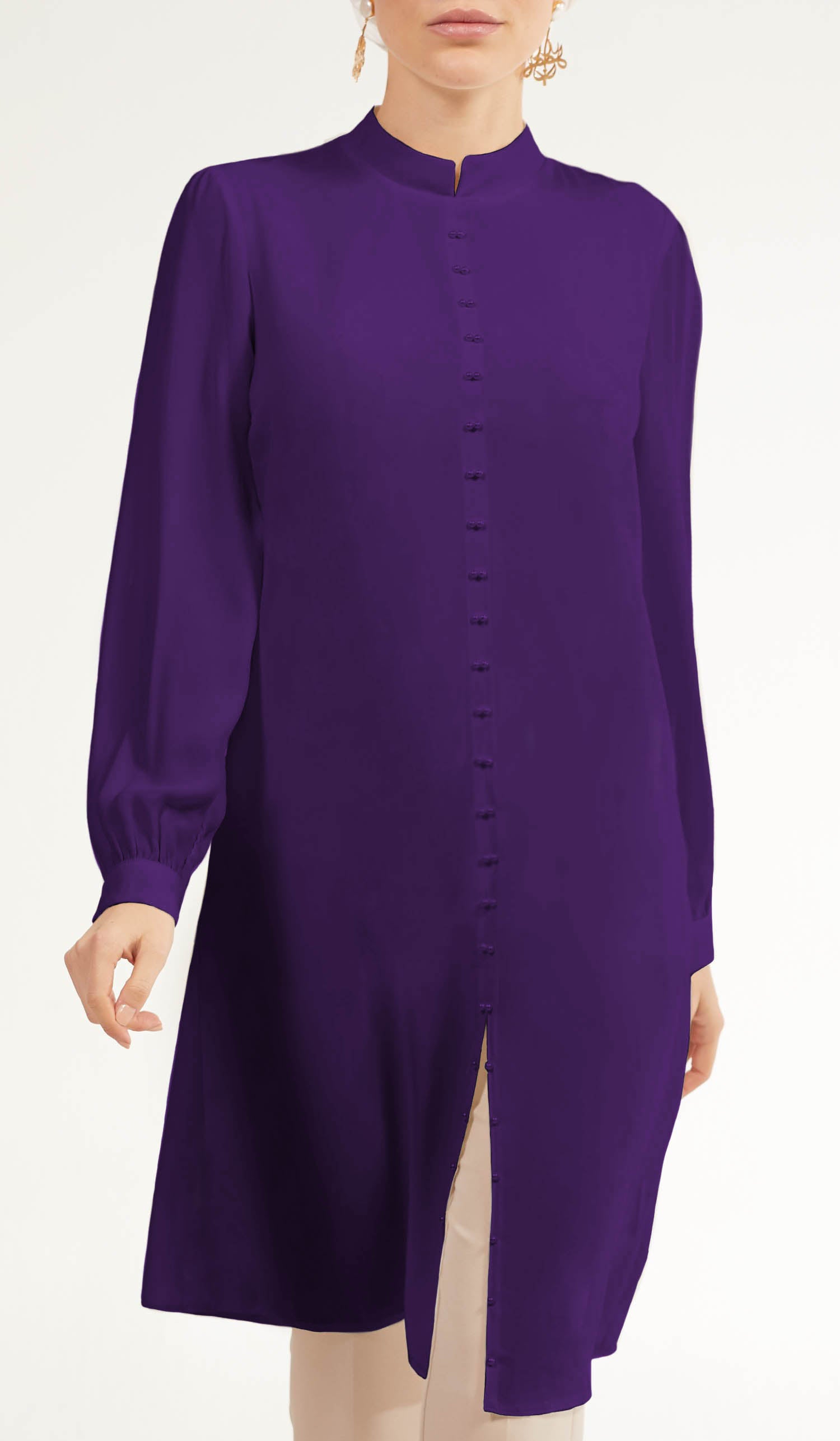  Ava Dressy Long Modest Midi Tunic - Purple 