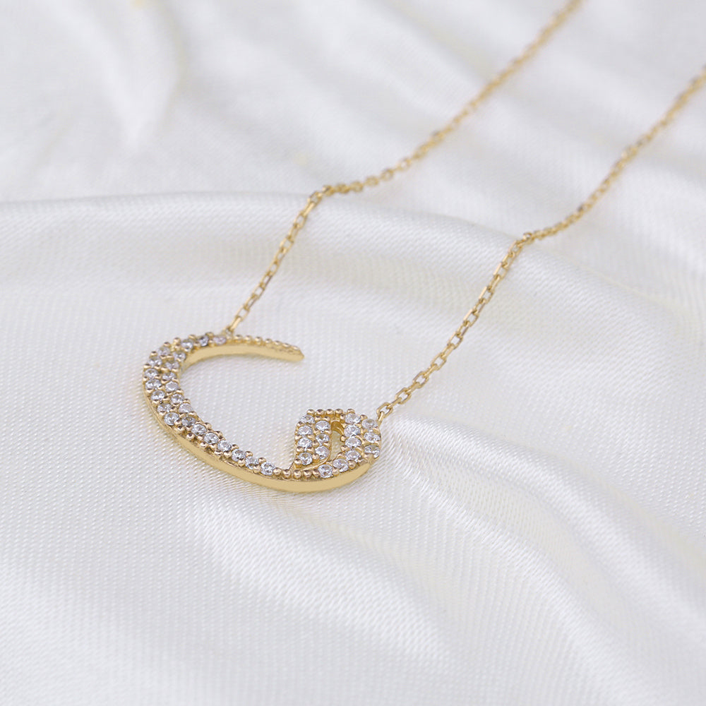  Gold-Plated Sterling Silver Waw Necklace 