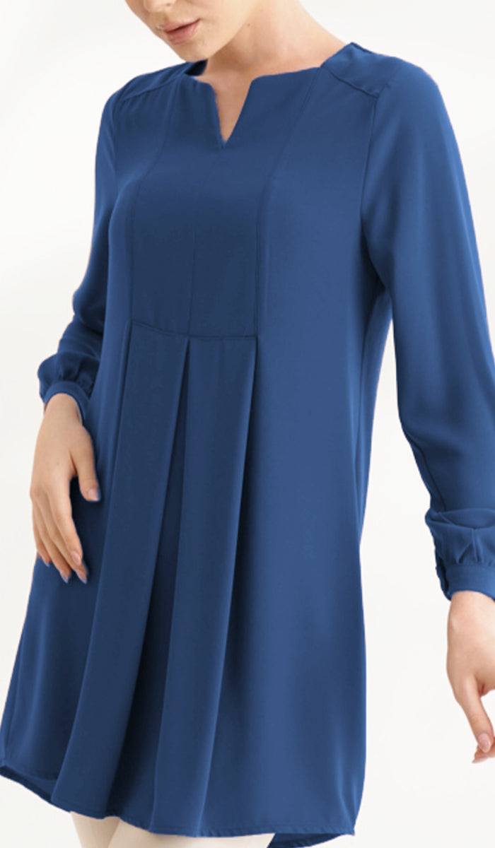  Leah Long Modest Tunic Dress - Marina Blue - FINAL SALE 