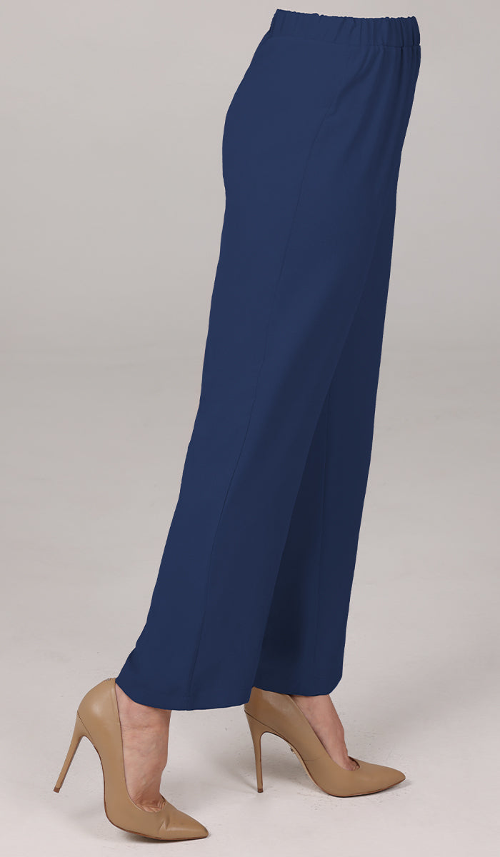  Sakinah Loose Stretch Waist Tapered Leg Pants - Marina Blue 