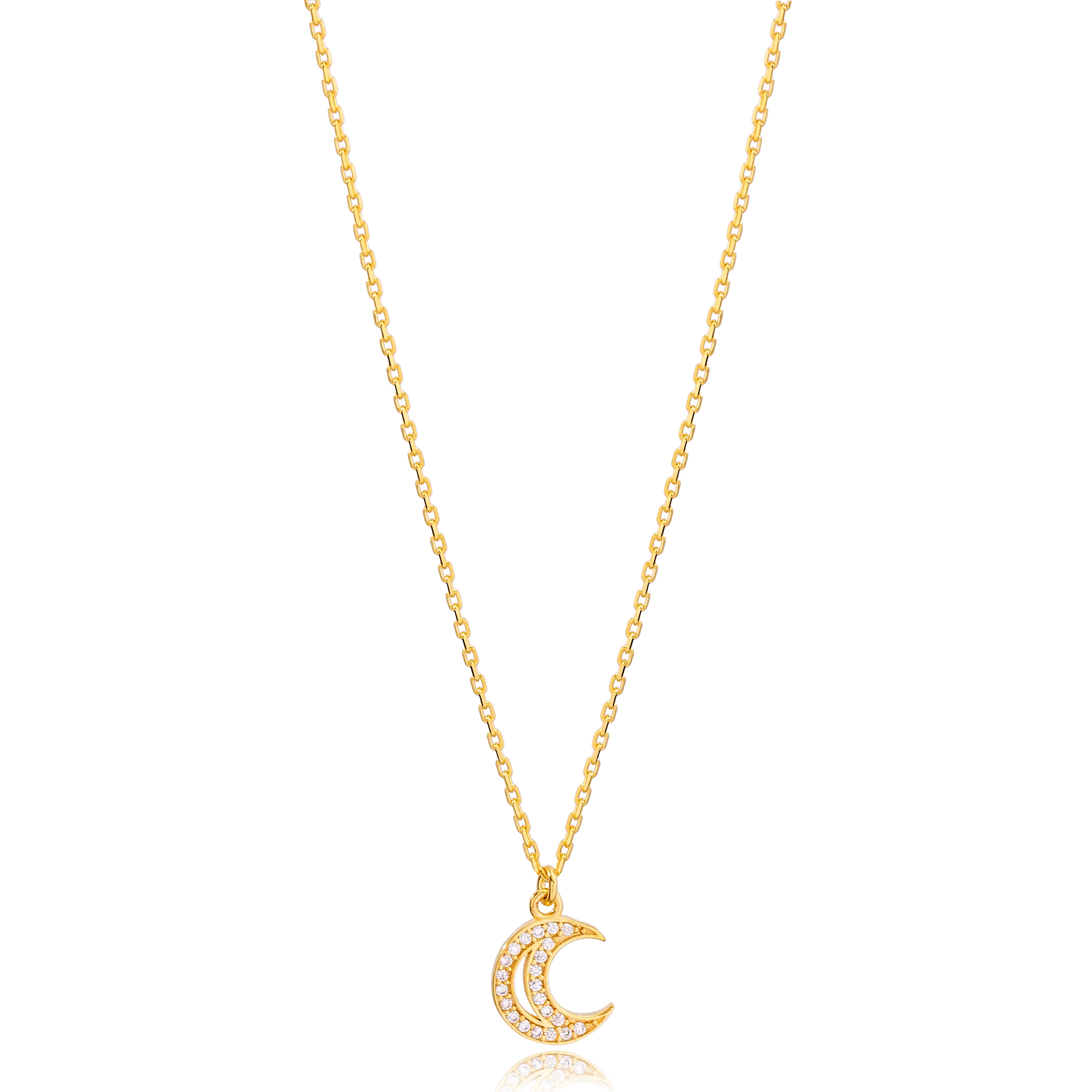  Mina Sterling Silver Crescent Moon Necklace - Gold 