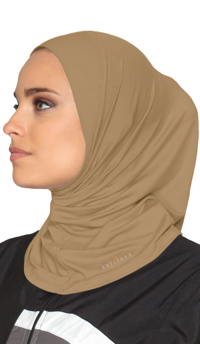  One Piece Stretch Sports Hijab - Cafe 