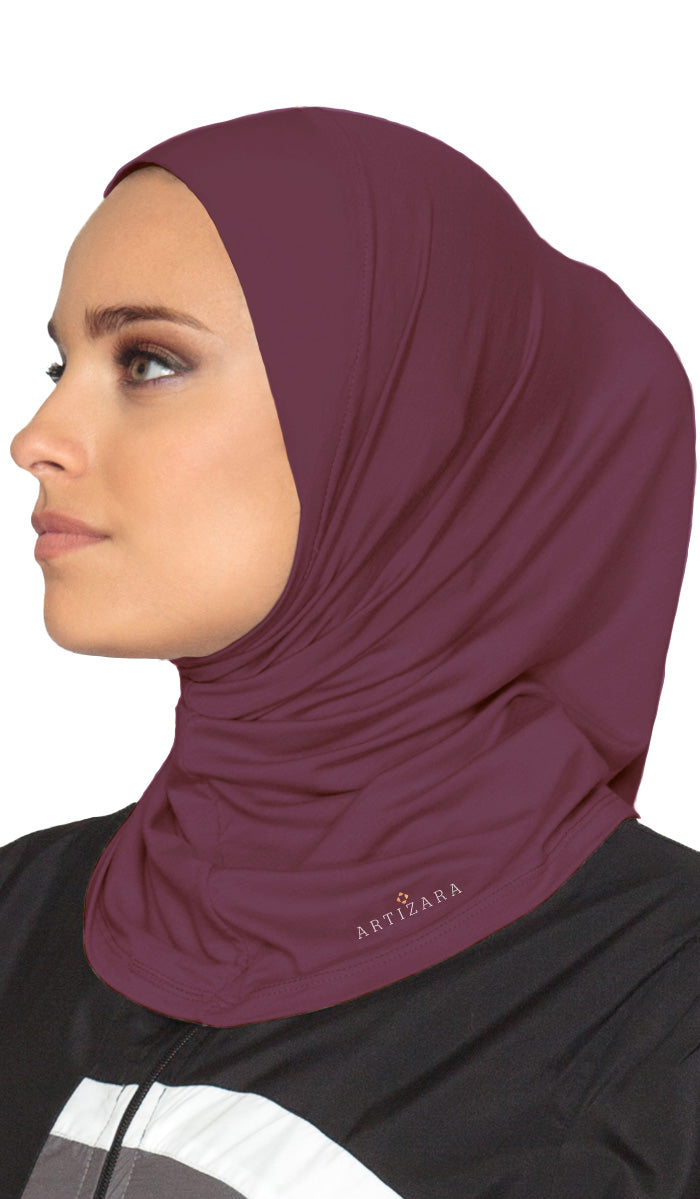  One Piece Stretch Sports Hijab - Plum 